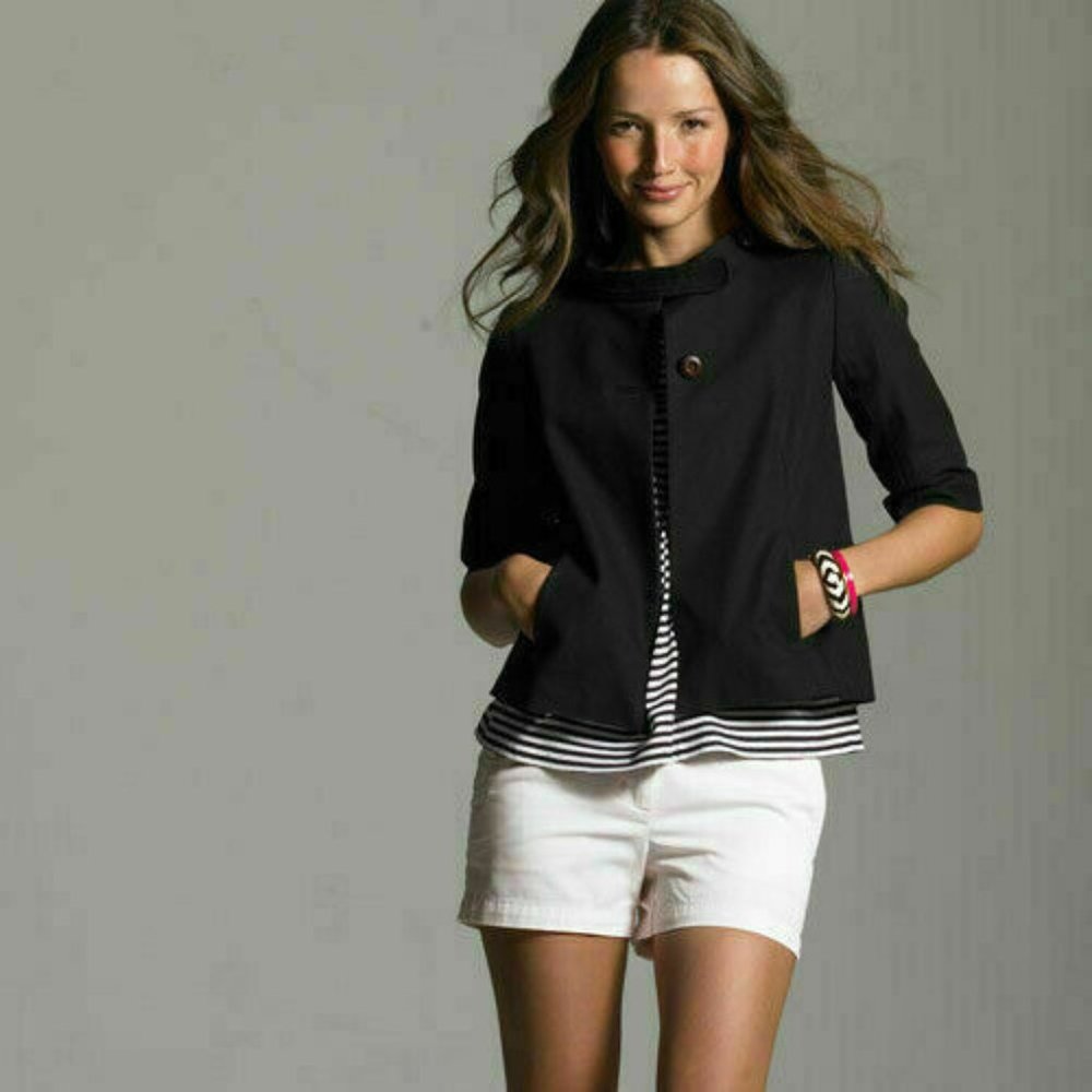 J. Crew Black San Telmo Canvas Swing Cropped Jacke - Picture 1 of 10